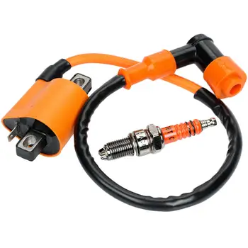 

Yellow 51cm Ignition Coil 3-Electrode Spark Plug CG125 150 200 250CC For ATV Dirt Pit Bike