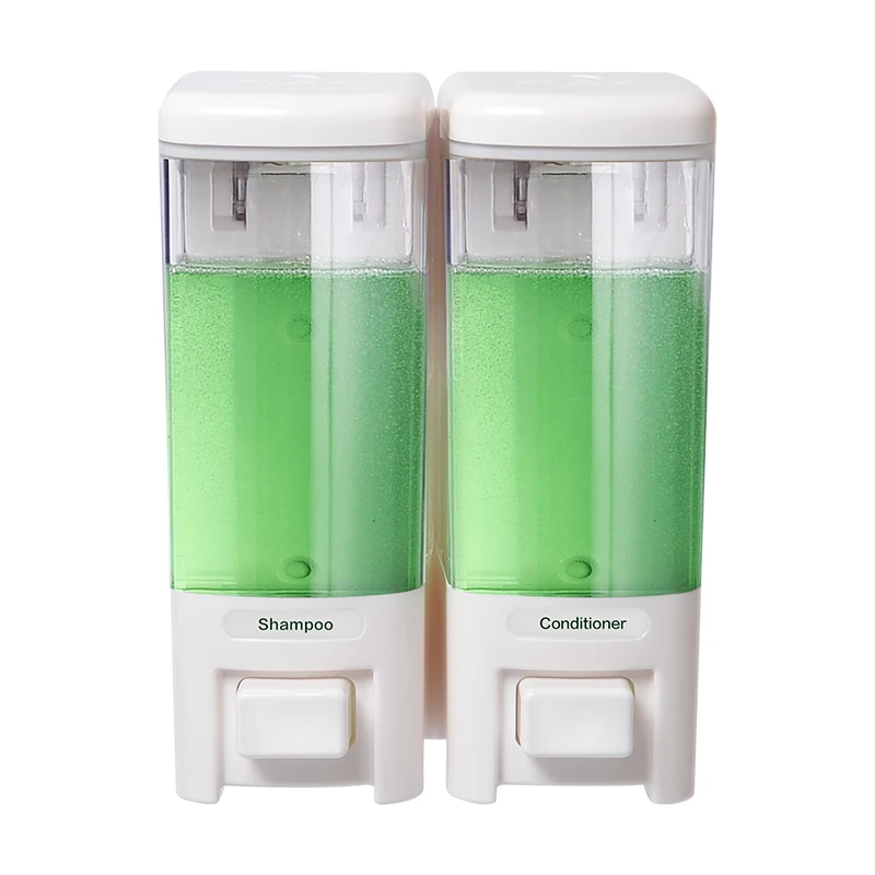 

SVAVO ABS Soap Dispenser Bathroom Wall mounted Shower Gel Double Soap Dispenser Holder Soap for Hotel Kitchen 500ml*2