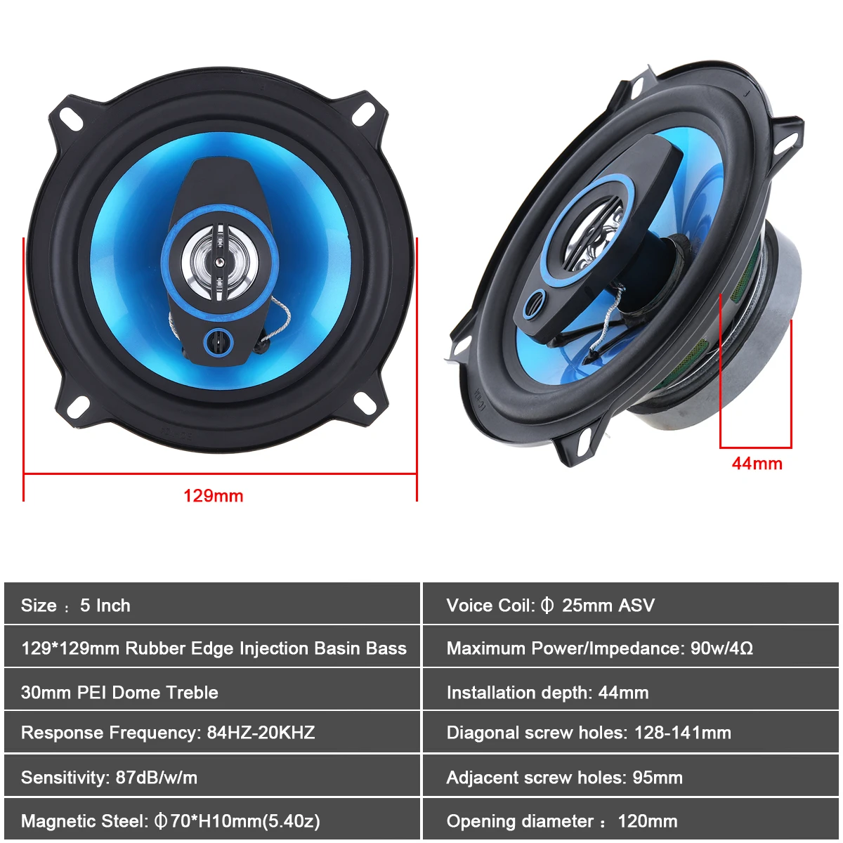 Tanie 2 sztuk 5 Cal 400W 2 Way samochodów koncentryczne Auto audio muzyka Stereo pełny zakres częstotliwości głośniki hi fi Loundspeaker dla samochodów pojazd Auto