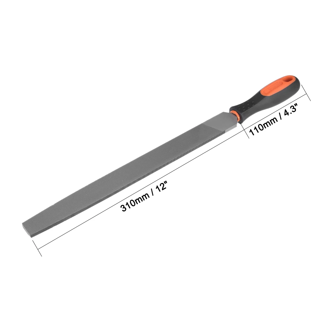 uxcell Uxcell 6/8/10/12-inch Grade High Carbon Hardened Steel Flat/Half-round/Round File with Rubber Hand Grip Handle
