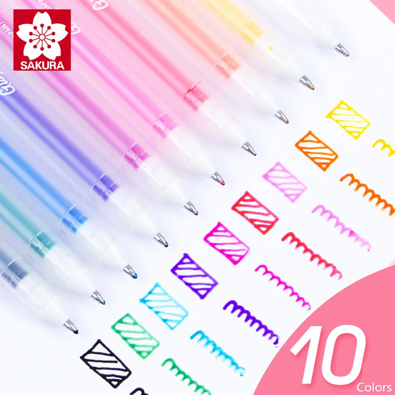 10 Colors Japan Sakura Gelly Glaze Gel Pen Set 3-dimensional Glossy Ink Pigment Diy Decoration School - Gel Pens - AliExpress