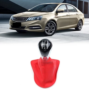 

5 Speed Car Gear Shift Knob Boot Red Gear Shift Collars Dustproof Cover for Geely British 2009-2013