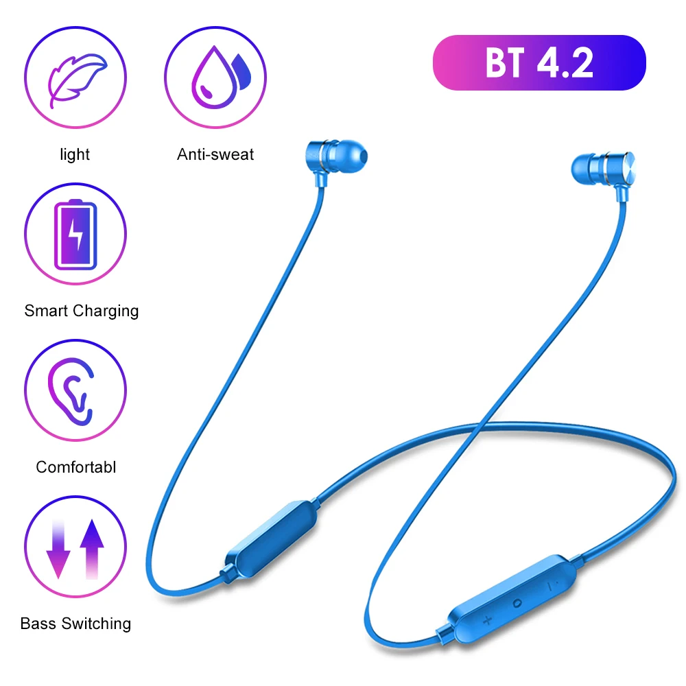 Беспроводная bluetooth-гарнитура, 3D, тяжелый бас, водонепроницаемые, с магнитным управлением, шейные наушники, портативные спортивные наушники