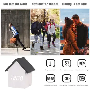 

Plastic Alarm Clock Digital Snooze Table Clock Electronic USB Desktop Clock One-Click Voice Control Seismic Induction