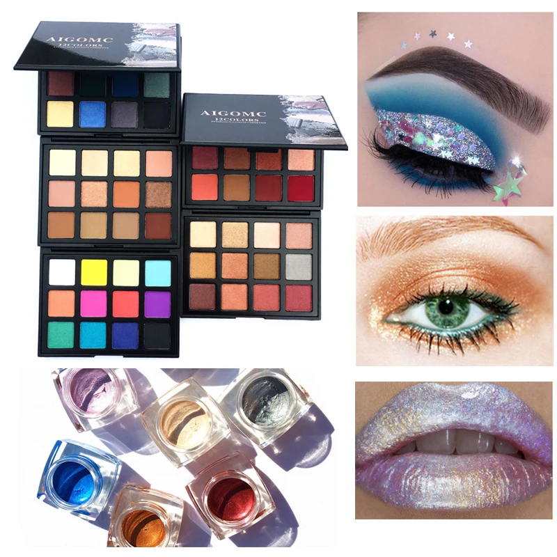

1/2Pcs Shimmer Glitter Eyeshadow Palette Long Lasting Eye Shadow Powder Pigment Contouring Matte Eyeshadow Cream Makeup Palette