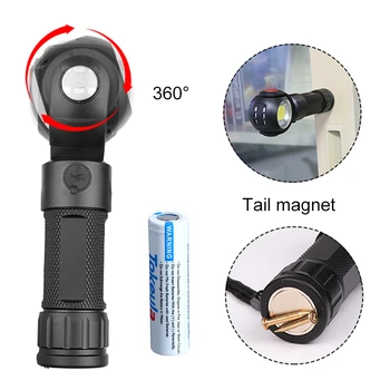 

360 Degree Rotation Super Bright Flashlight+18650 Battery Li-ion 3.7v