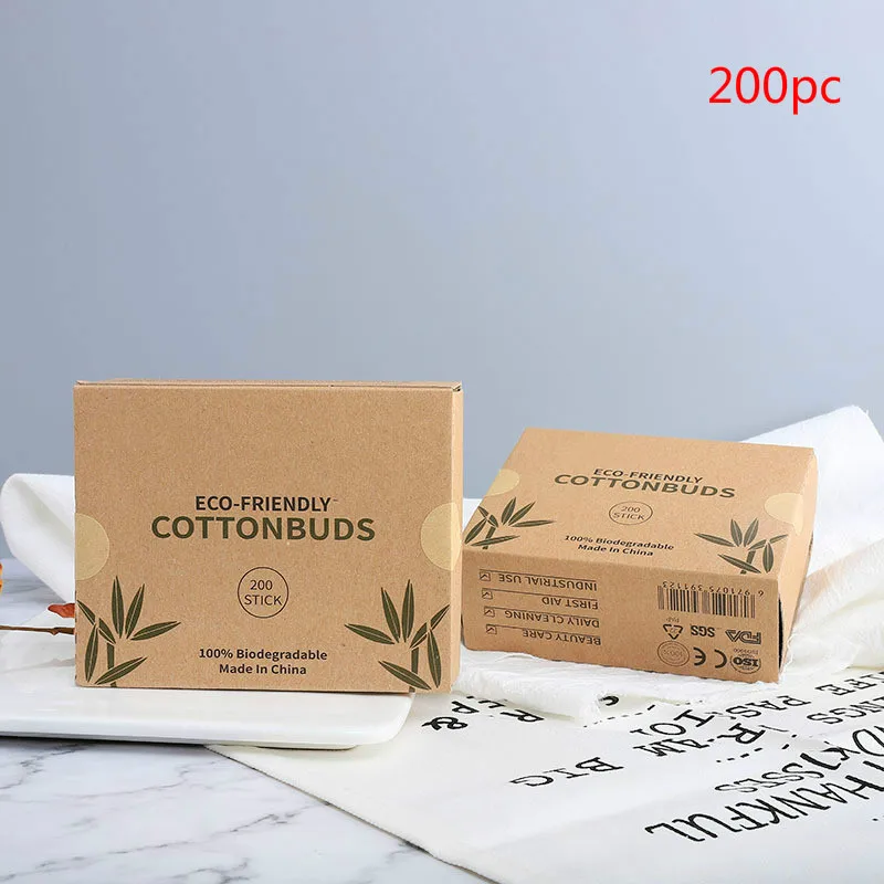Cotton-Swab Buds Wood-Sticks Makeup Nose Disposable Ears-Cleaning Beauty for 200pc Double-Head