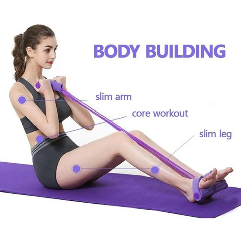 4 трубчатый Многофункциональный Эспандер для тренировок сидения педаль ног