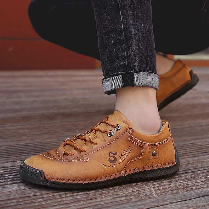 Мужская повседневная обувь из натуральной кожи Модная удобная мужская ручной