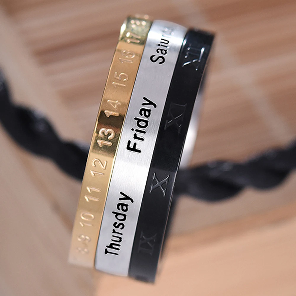 Men's Finger Rotatable Calendar Anxiety Male Ring Time Week Date Numerals Fashion Black Spinner Rings For Men Treatment Fidget fidget rings finger rings jewelry rings ring jewelry