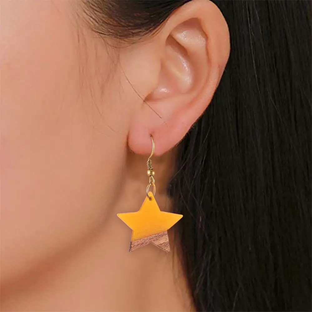 18Pcs Resin Wooden Earring Pendant Mixed Color Star Charms For Jewelry Making DIY Necklace Bracelet