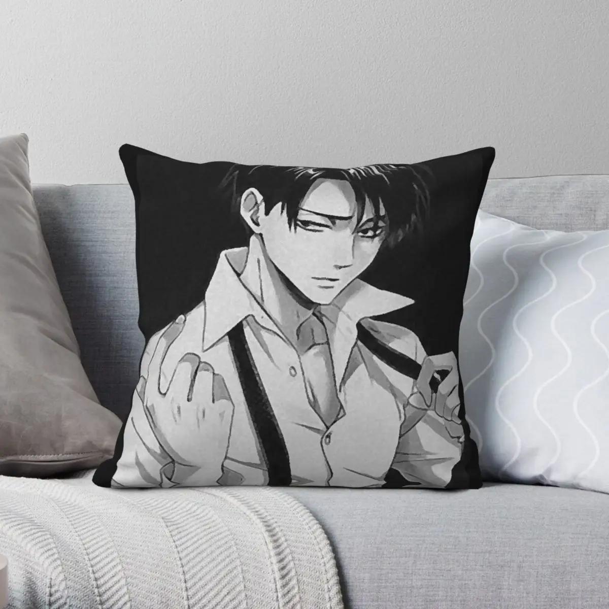 

Квадратный чехол Levi Ackerman AoT из полиэстера и льна