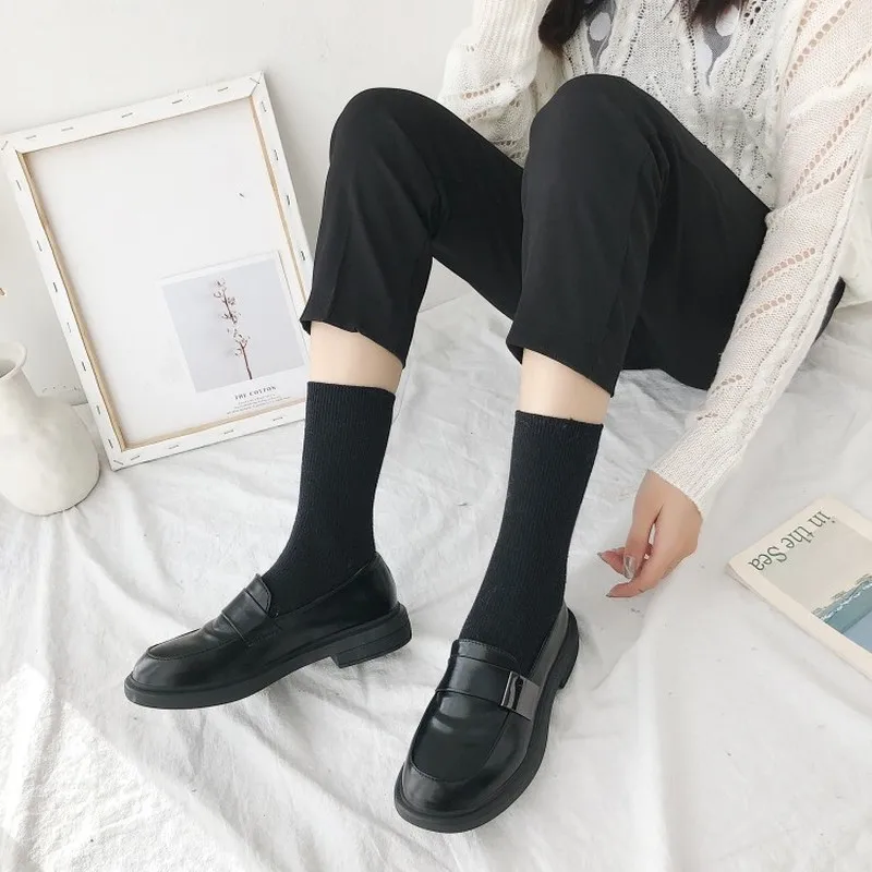 

Spring autumn new fashion cute black small leather shoes Women's shoes Women's wild casual shoes Women's shoes J14-81
