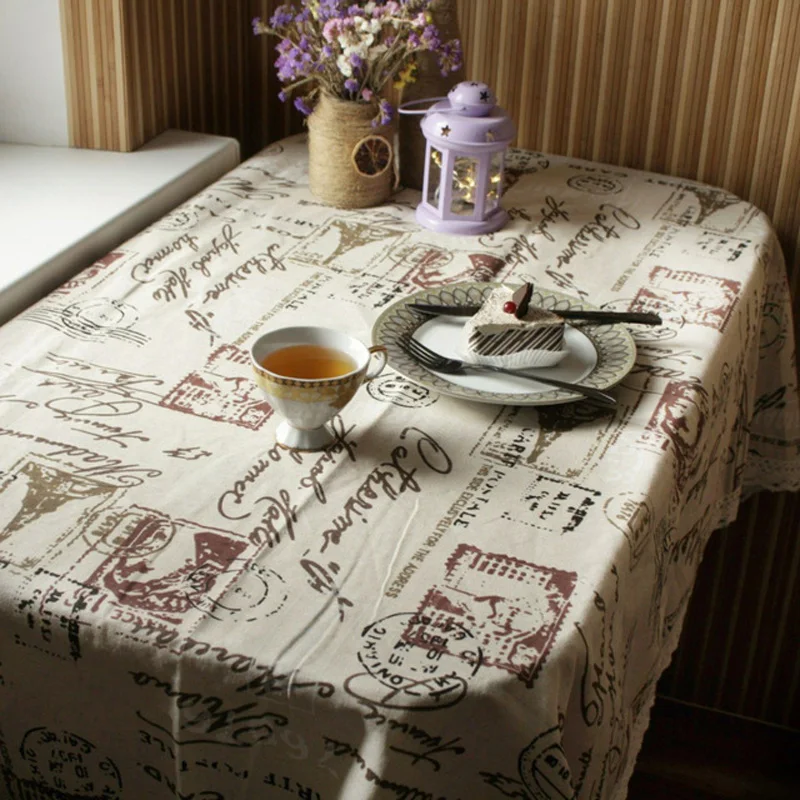 

Fort Hope Tower Print Decorative Table Cloth Cotton Linen Lace Tablecloth Dining Table Cover for Kitchen Home Decor