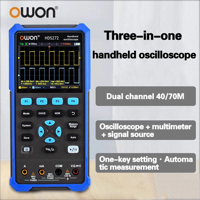 Цифровой осциллограф OWON 3 в 1 генератор сигналов мультиметр 40/70 МГц 2CH USB Type-EC