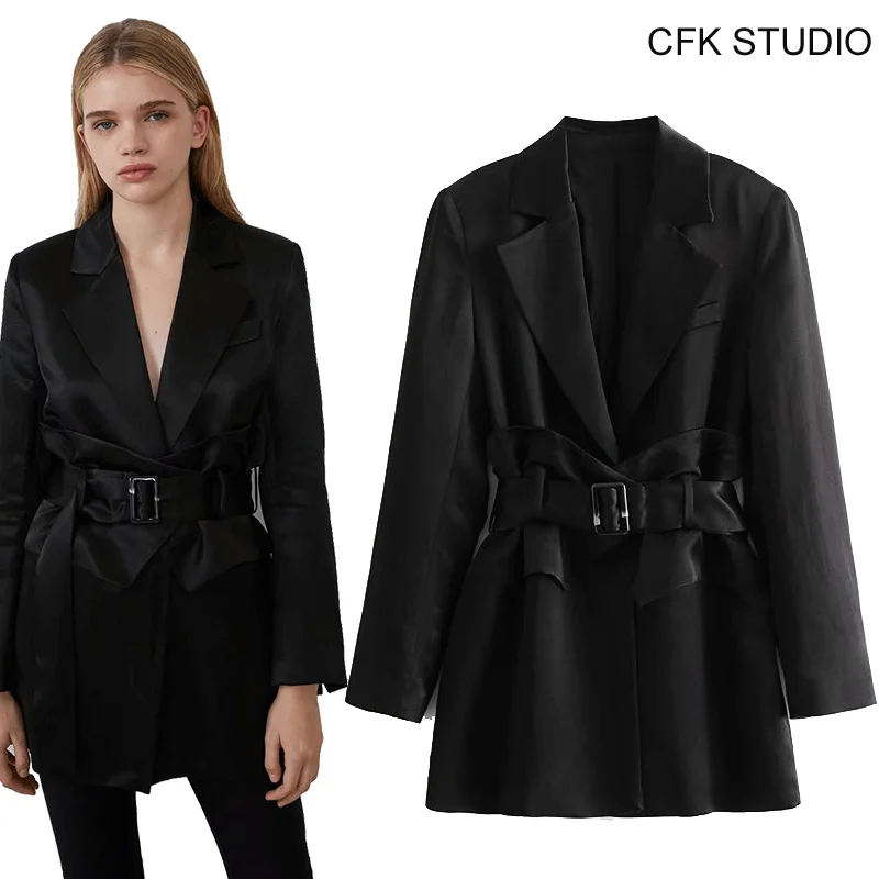 Женское однотонное платье-рубашка minidress с отложным воротником и длинным рукавом