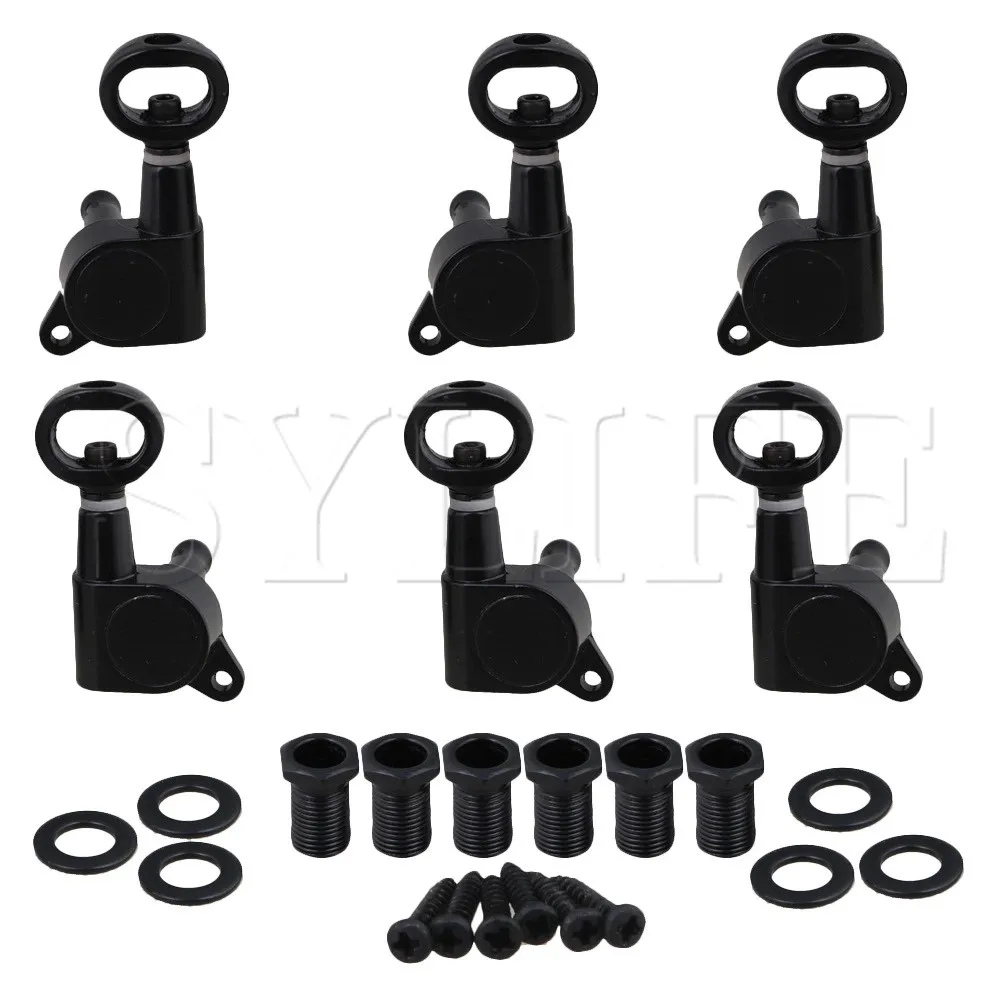 

6pcs 4x3.7cm Black Hollow Closed Folk Guitar Tuning Pegs Tuners Heads