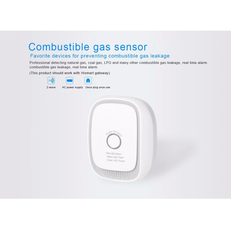 Haozee Z-wave Combusitible Gas Leakage Alarm Sensor Smart Home EU Version 868.42mhz Natural Gas Coal Gas detector
