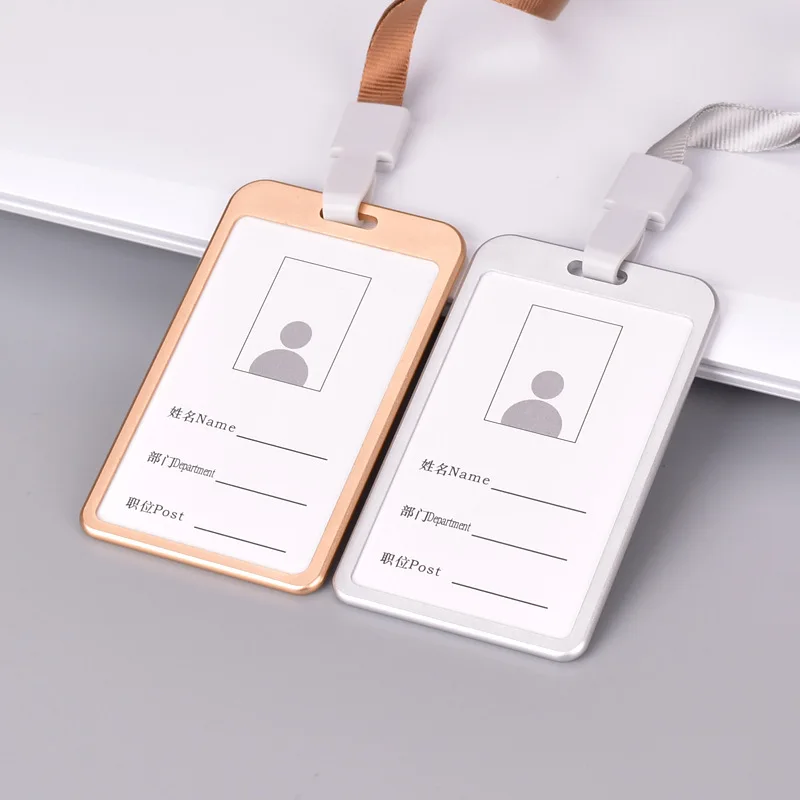 6 шт. Серебряный алюминиевый сплав идентификационный держатель для ID карты с шейным ремешком для бизнеса, работы, выставки, конференций, даже