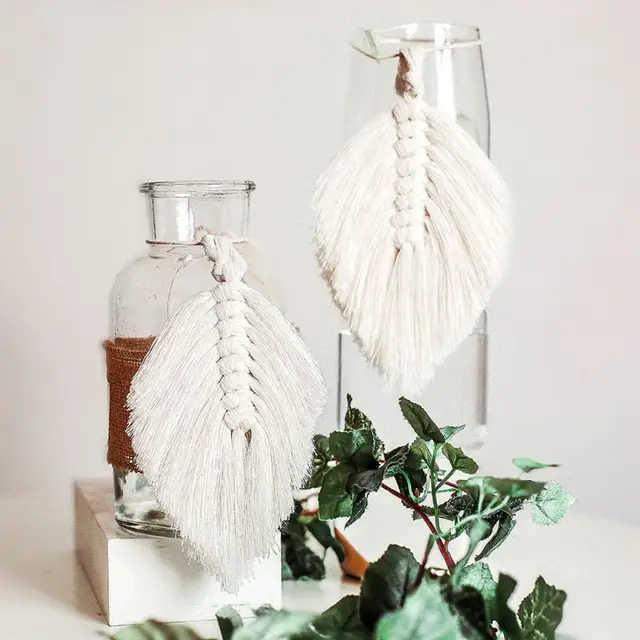 Nordic Style Macrame Placemats Cup Mat Hanging Pendent  Toys Bohemia Handcrafted Ornaments Cotton Rope Braid Kid Bedroom Decor 6