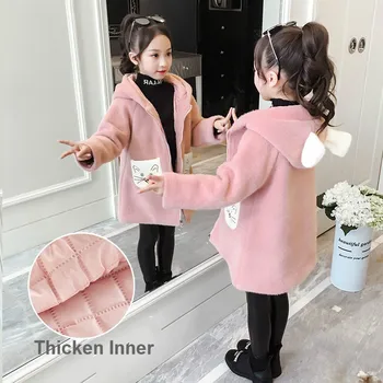 

winter jackets girls kurtka zimowa dziecieca parka faux fur collar girls long coat Faux Mink thick warm Jacket kurtka zimowa