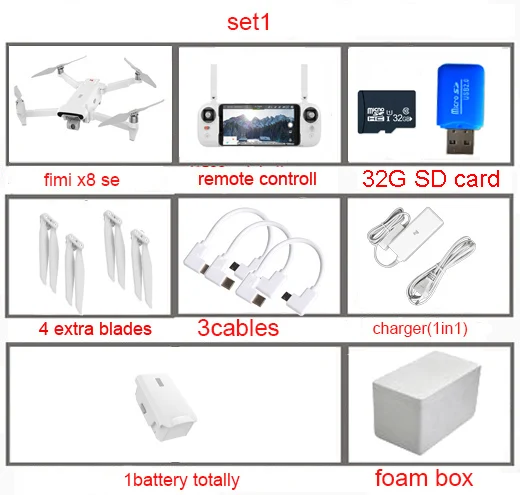 FIMI X8 SE 5 км с видом от первого лица 3-осевому гидростабилизатору 4K Камера gps 33mins время полета RC Дрон Квадрокоптер RTF - Цвет: set1