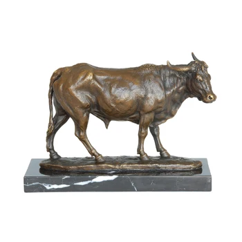 

Bronze Bull Statue Figurine Brass Animal Sculpture Art Home Decor Charging Stock Market