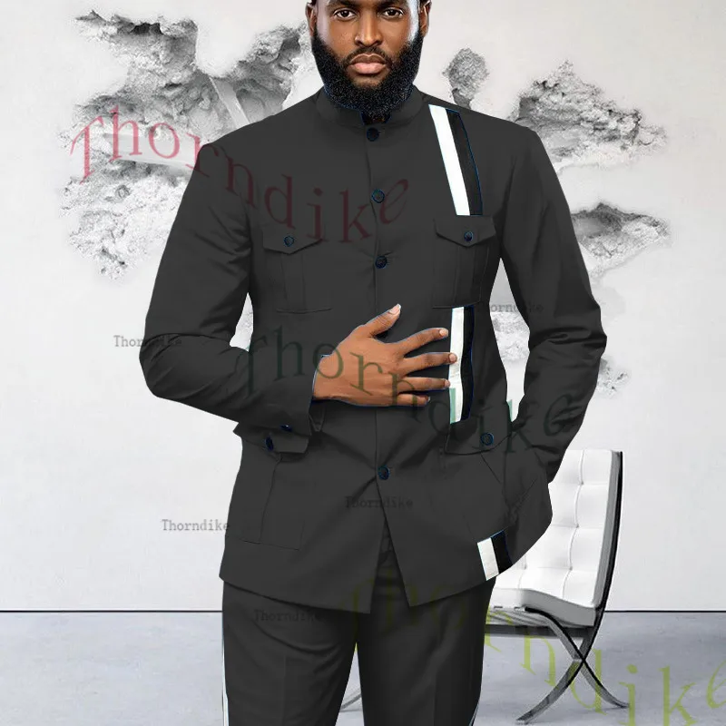 Thorndike Slim Fit Green 2 Piece Suit For Men Wedding Tuxedo Bridegroom Groomsmen Men Suits Business Party Prom Blazer T1322