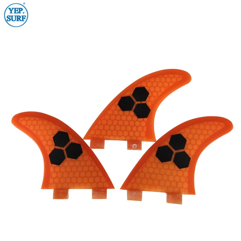 UPSURF FCS Surfboard Fin Double Tabs Fins S/M/L Size Honeycomb Fibreglass Fin Orange Color Surf  Surf Fins Free Shipping