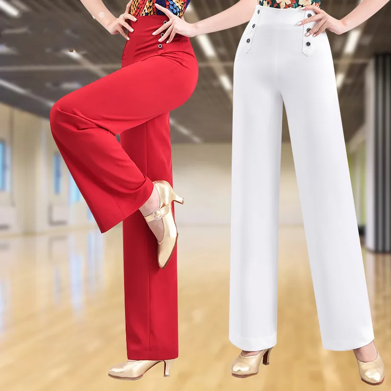 

Latin dance pants female adult modern dance clothing national standard dance performance wide leg pants A103