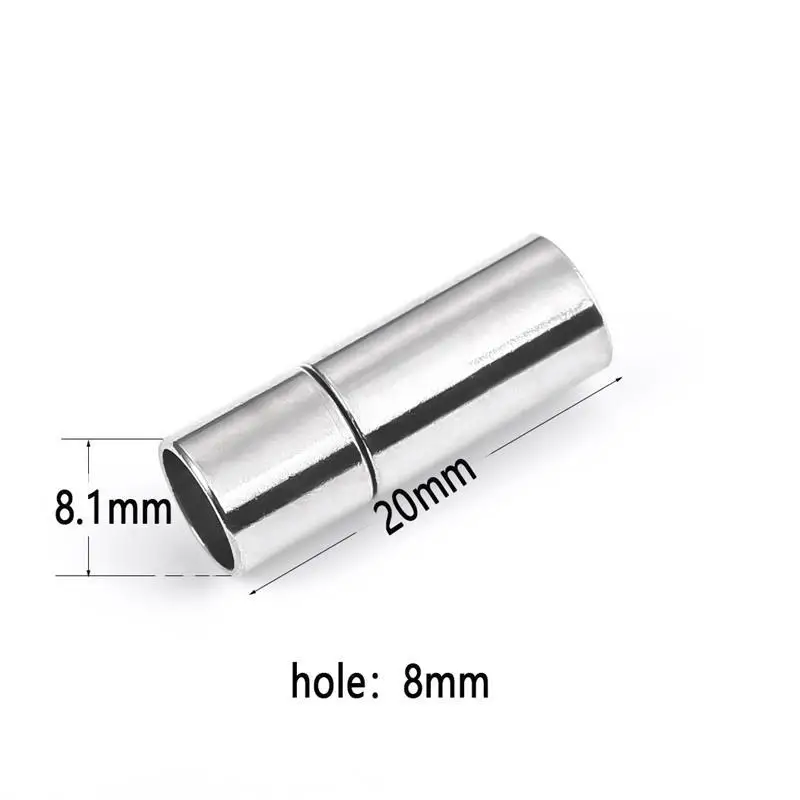 hole 8mm 10 шт. Нержавеющая сталь поворотный магнитные застежки кожаный браслет ручной работы с торцевыми крышками 2,5/3/4/5/6/8 мм для браслет "сделай сам" для изготовления ювелирных изделий, аксессуары - Цвет: hole 8mm
