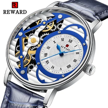 

REWARD Fashion Men Watches Brand Luxury Men Blue Leather Strap Wristwatch For Men Quartz Male Clock Relojes Para Hombre 63101