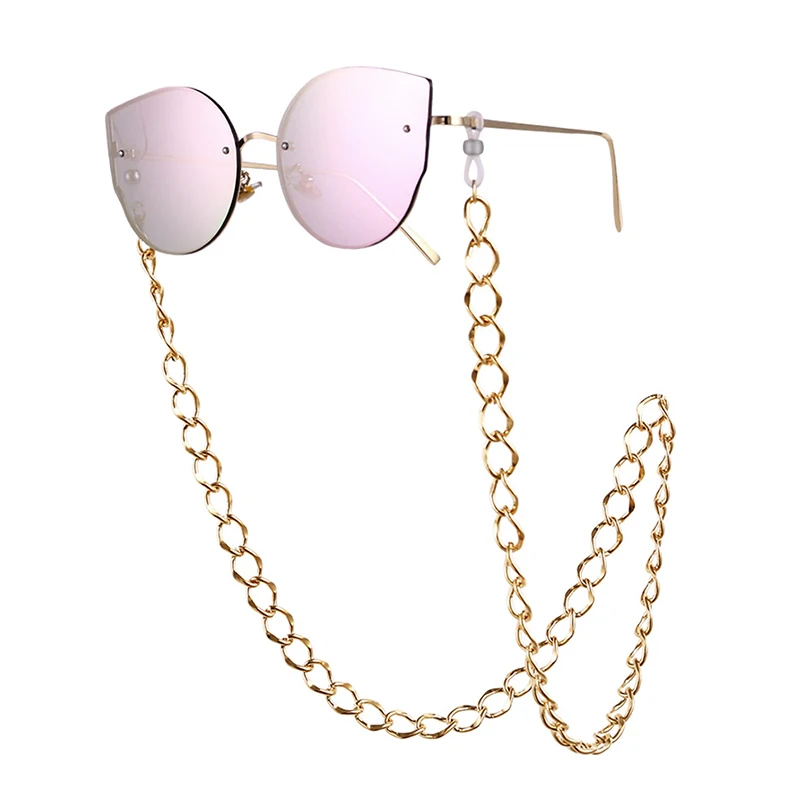 Gold Color Thick Sunglasses Lanyard Strap Necklace Metal Eyeglass Glasses Chain Cord Reading Glasses Strap