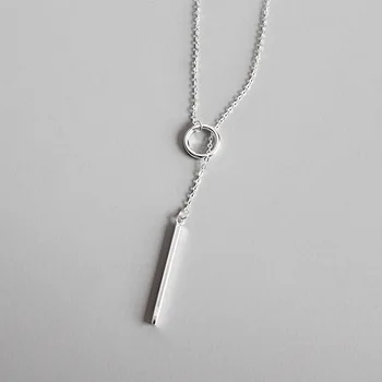 

Geometric Circle Strip Long Necklaces & Pendants 925 Sterling Silver Simple Student Girl Fashion Jewelry 925-202