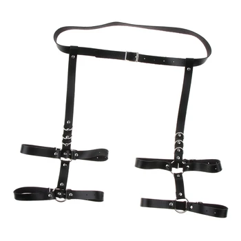 

Women Faux Leather Waist Leg Cincher Garter Belt Harness Panty Punk Costumes