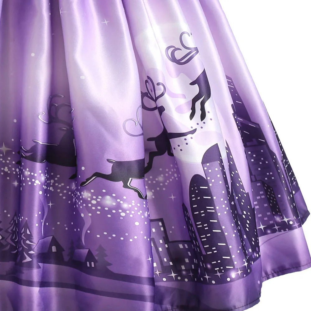 Осеннее платье женское зимнее vestidos robe femme женское без рукавов принт с рождественским оленем винтажная Вечеринка Выпускной платье#50