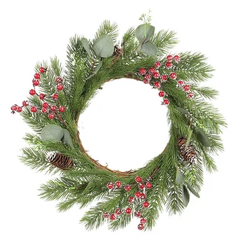 

1 Pcs Artificial Christmas Wreath, Durable and Waterproof Wreath Wall Hanging Christmas Vine Circle Decoration