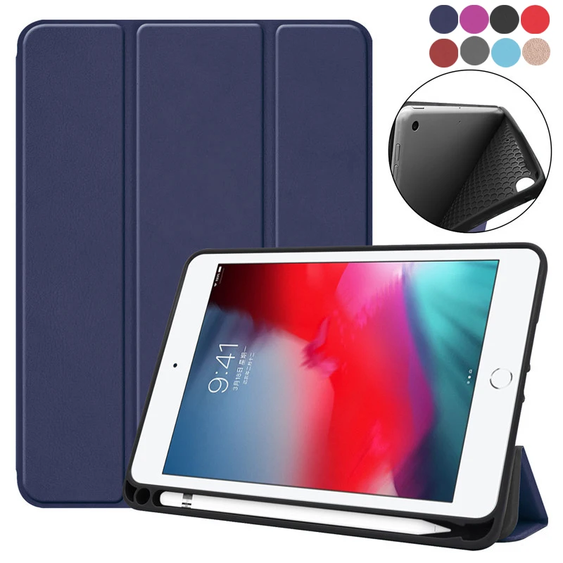 

Essidi Auto Wake Sleep Protect Case Cover For ipad mini 4 5 Soft TPU Tablet Cover For ipad mini 5 4 With Pencil Holder Stand
