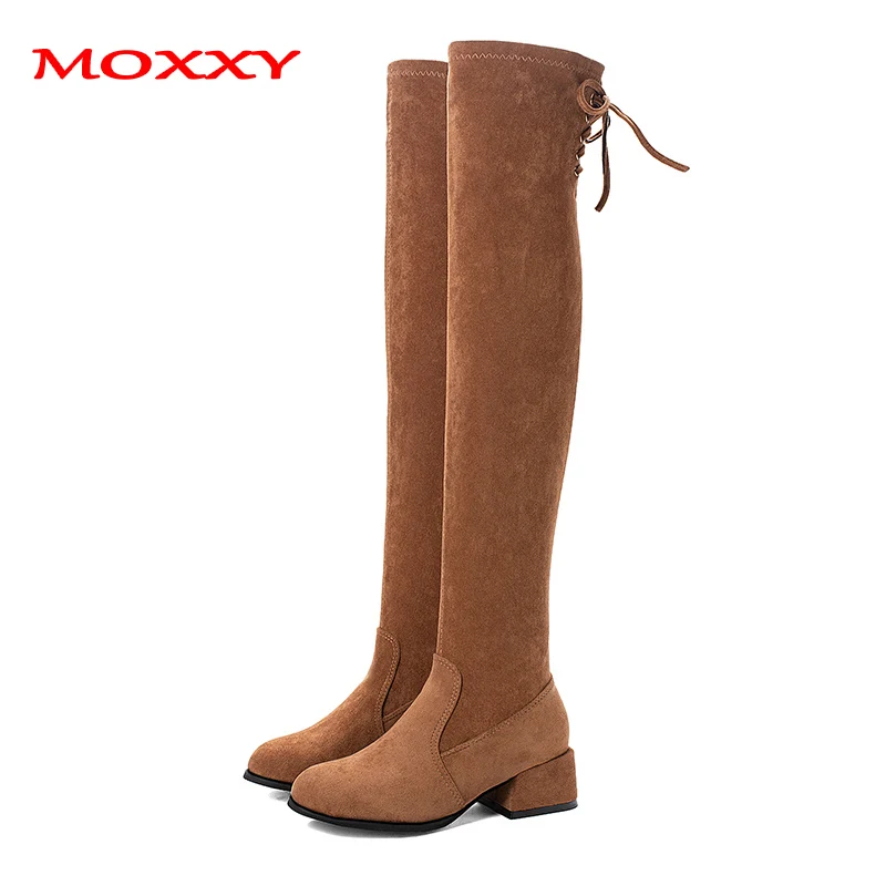 

2020 New Sexy Over The Knee Boots Women Shoes High Heel Boots Female Stretch Thigh High Boots Lace Up Black Brown Winter Boots