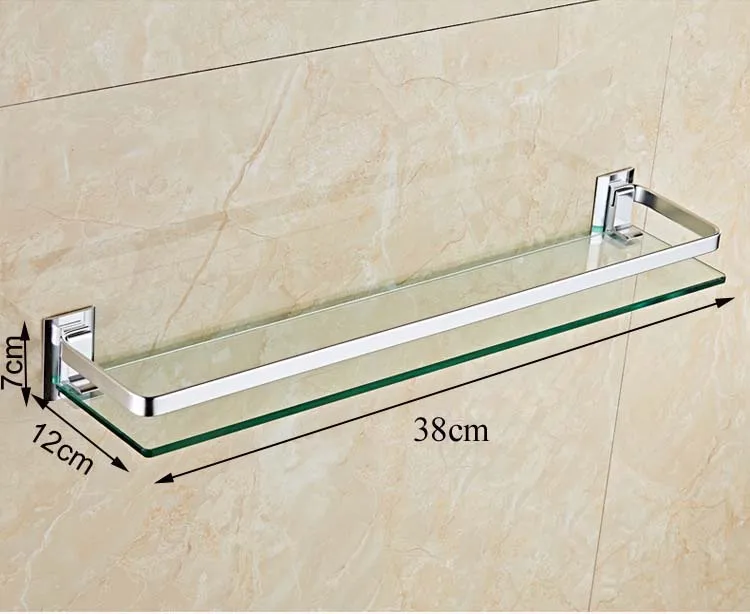 28/38/48/58 см квадратная стеклянная полка для ванной комнаты 8 мм толщина - Цвет: 12x38cm