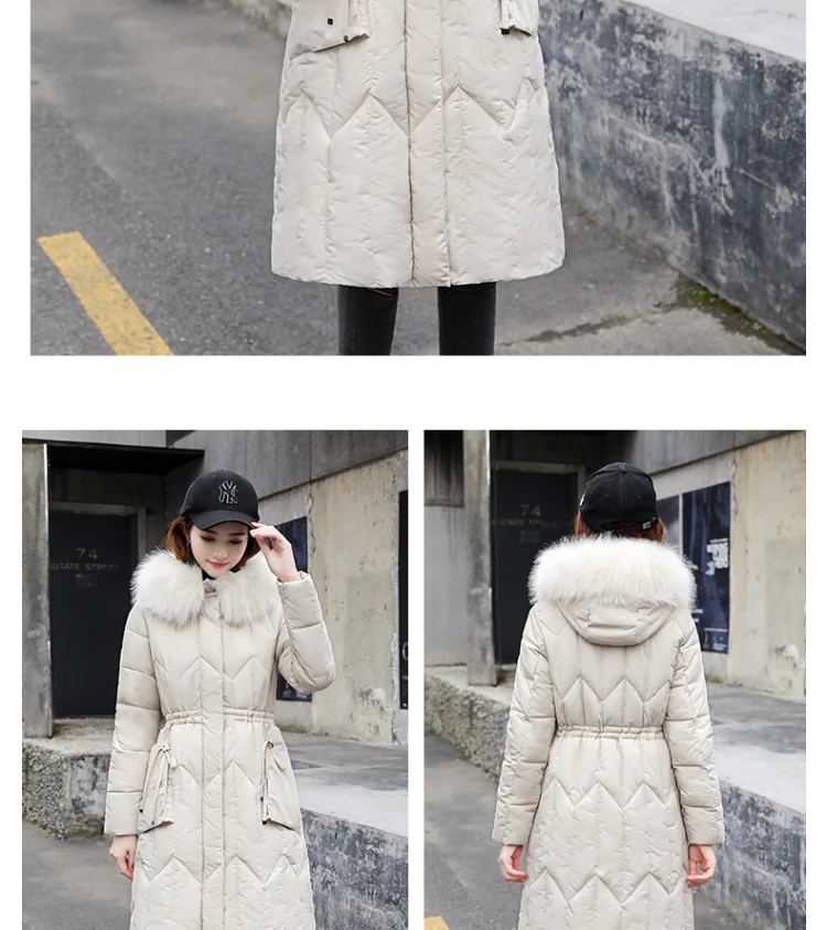 Chic Fur Coat Hooded Winter Down Coat Warm Jacket Plus Size Long Slim Women Cotton padded Wadded Parkas female jacket 5XL