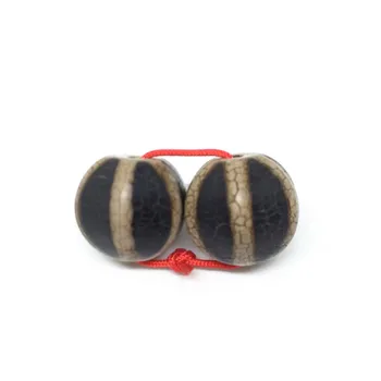 

A Pair of Black and Old Round Beads 10mm Natural agate Amulet Dzi Beads Loosing Beads Fine Beads Collection