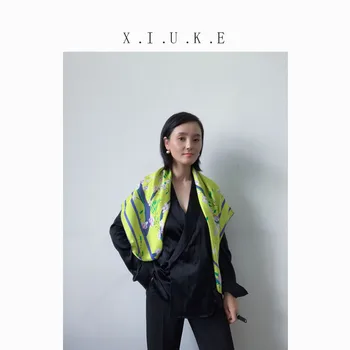 

[XiuKe]scarves 2018 Autumn new arrival 100% silk Square scarf, fashion women Luxury lady shawl ,hair scarf original brand