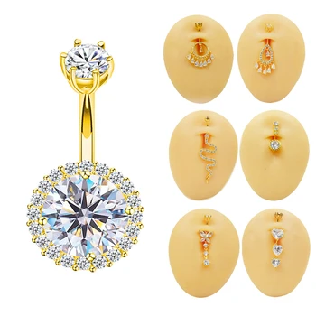 1pc Navel Rings Belly Button Ring 925 Sterling Silver CZ Navel Piercing Barbell Body Jewelry 1