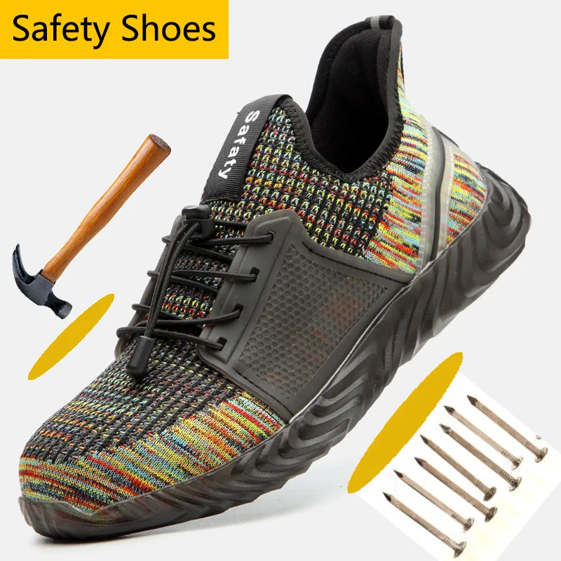 

Anti-Puncture Men's Work Safety Shoes Anti-smashing Protective Steel Toe Safety Shoes for Men Breathable Mesh Hiking Shoes