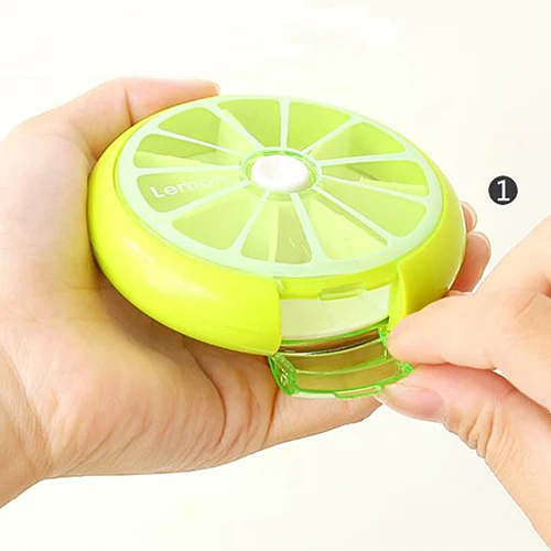 7 Days Portable Pill Storage Weekly Fruit Round Boxes Medicine Drug Storage Organizer Container Case