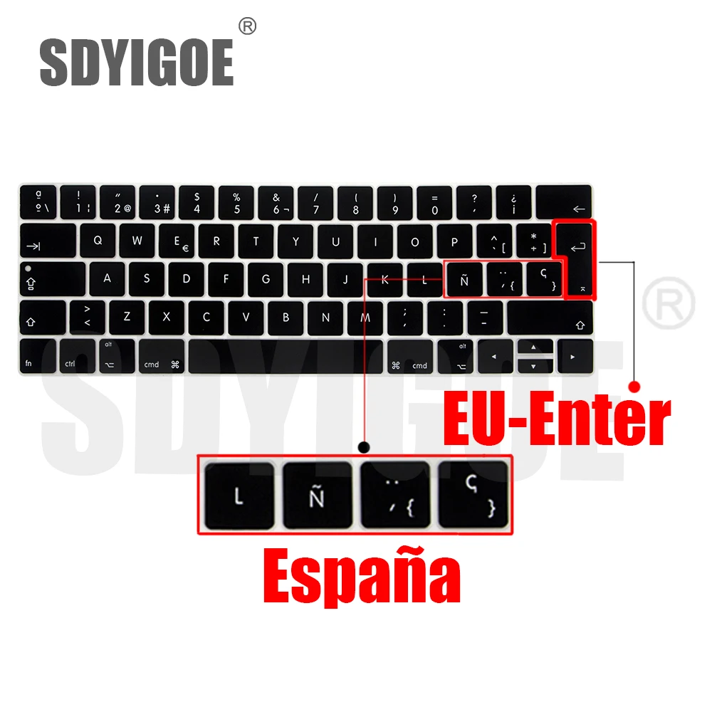 With ñ Spanish keyboard cover protector for macbook pro13 A2159 A1990 For macbook air 13 A1932 A1466 Keyboard protective film