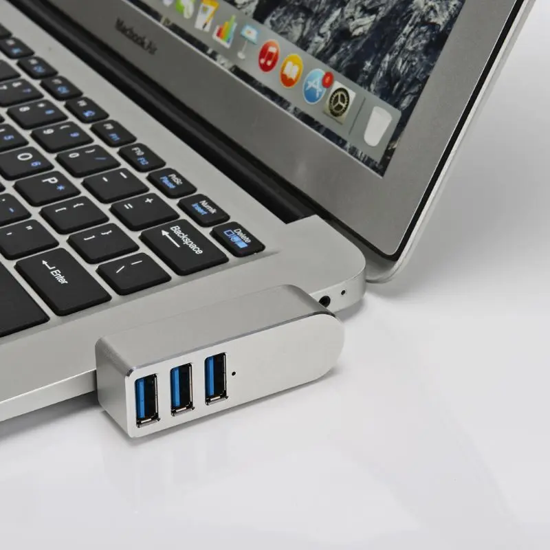 Алюминиевый сплав мини 3 порта USB 3,0 концентратор поворотный USB разветвитель адаптер для ПК ноутбука
