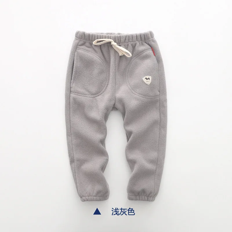 Korean-style Simple Warm Polar Fleece Casual Pants Autumn& Winter New Style Crawler BOY'S Girls Woven Nap Trousers