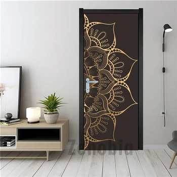 

Classical Lotus Creative 3d Door Sticker Waterproof HD Modular Printing PVC Self Adhesive Mural Wallpaper Decoration Home Design